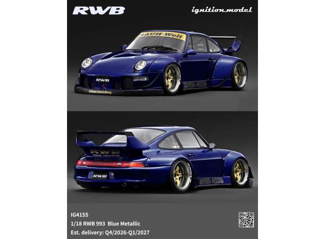 Pre-Order – RWB 993, blue metallic 1:18 Ignition Model (IG4155) – ETA. April/May 2027