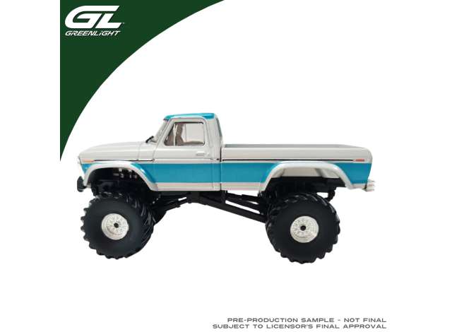 Pre-Order – 1976 Ford F-250, silver metallic with teal green stripe 1:43 GreenLight Model (gl86649) – ETA. September 2026