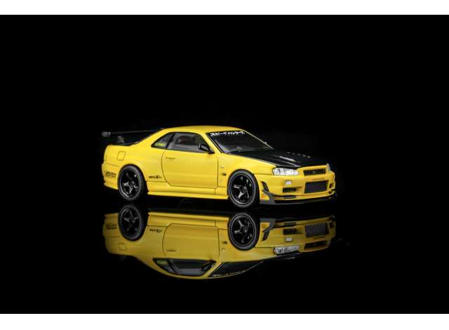 Pre-Order – Nissan Skyline GT-R (R34) Customized with GT Aero Kit, Lightning yellow 1:64 Motorhelix Model (MH63475) – ETA. January/February 2027