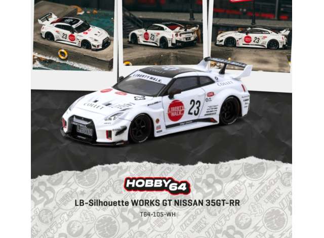 Pre-Order – 2026 Nissan GT-R (R35) LB-Silhouette Works #23, white 1:64 Tarmac Model (TC-T64-105-WH) – ETA. October 2026