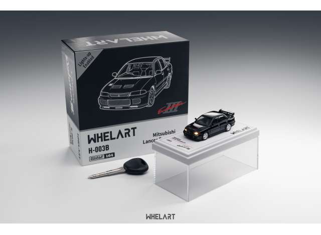 Pre-Order – Mitsubishi EVO 3 Light-up, black (Light-up) 1:64 Whelart Model (WAH-003B) – ETA. December 2026