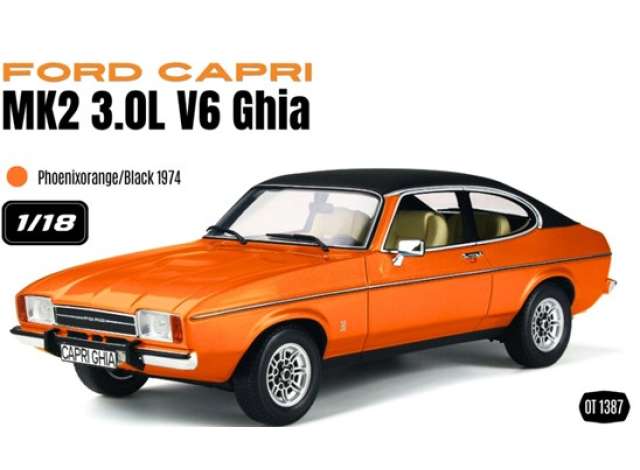 Pre-Order – 1974 Ford Capri MK2 3.0L V6 Ghia *Resin series*, phoenixorange/black 1:18 OttOmobile Miniatures Model (OT1387) – ETA. January 2027