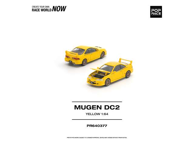 Pre-Order – Mugen DC2, yellow 1:64 Pop Race Limited Model (PR640377) – ETA. January/February 2027