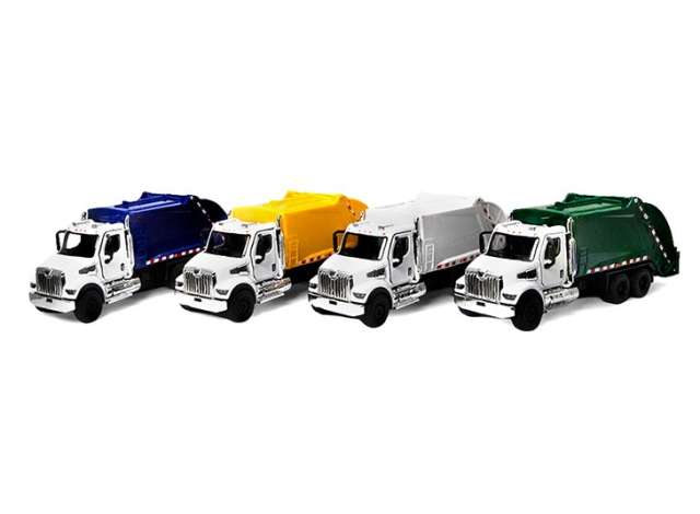Pre-Order – Western Star 47X (Waste Truck) in a tray with 12pcs. 1:66 Kinsmart Model (KT11002D~12) – ETA. December 2026