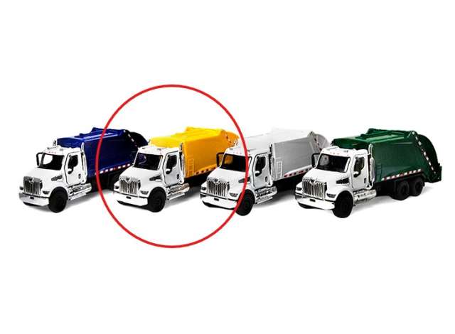 Pre-Order – Western Star 47X (Waste Truck), yellow in window box 1:66 Kinsmart Model (KT11002Wy) – ETA. December 2026