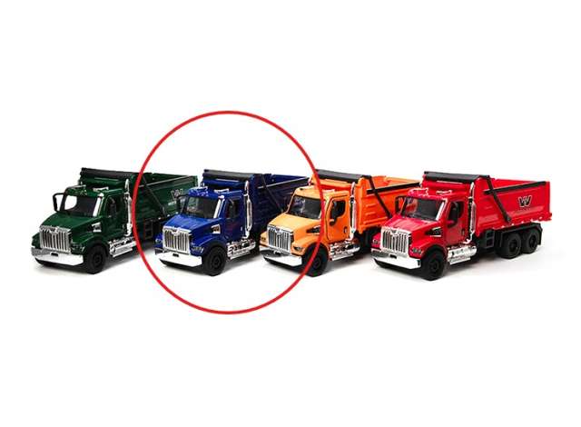 Pre-Order – Western Star 47X (Dump Truck), blue in window box 1:66 Kinsmart Model (KT11003Wb) – ETA. December 2026