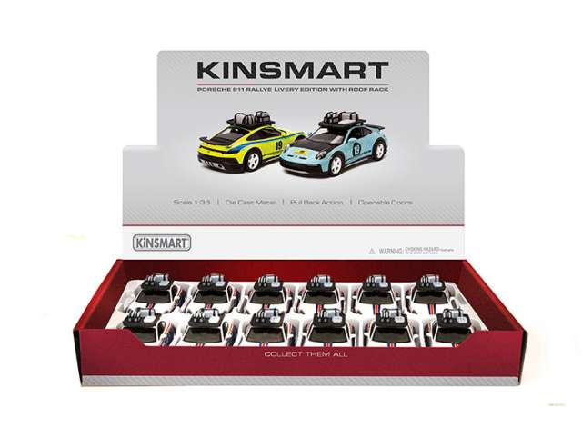 Pre-Order – Porsche 911 Rallye with Roof Rack *Livery Edition* assortment tray with 12pcs, white 1:36 Kinsmart Model (KT5481DFB~12) – ETA. December 2026