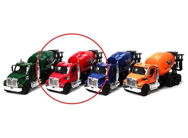 Pre-Order – Western Star 47X (Concrete Mixer Truck) in window box, red 1:66 Kinsmart Model (KT11001Wr) – ETA. December 2026