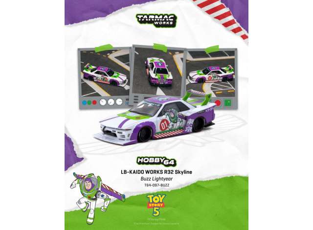 Pre-Order – LB-KAIDO WORKS Nissan R32 Skyline Buzz, white/pearl/green 1:64 Tarmac Model (TC-T64-097-BUZZ) – ETA. February 2027