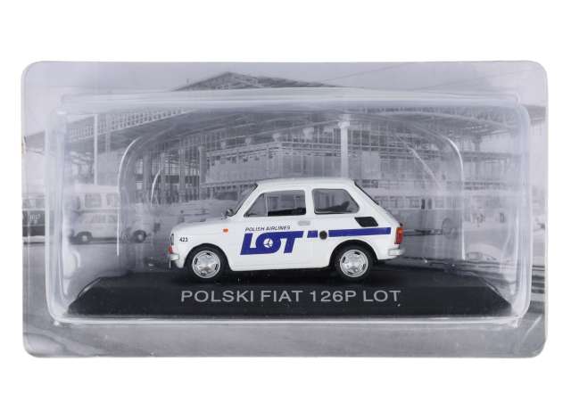 Pre-Order – #FIA7 1/43 Polski Fiat 126P *LOT*, white/blue 1:43 Magazine Models Model (mag43FiatLOT) – ETA. November 2026