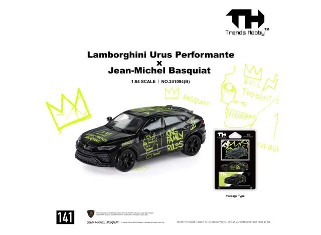 Pre-Order – Lamborghini Urus Performance x Jean-Michel Basquiat, black/green 1:64 Trends Hobby Model (TH241094B) – ETA. December 2026