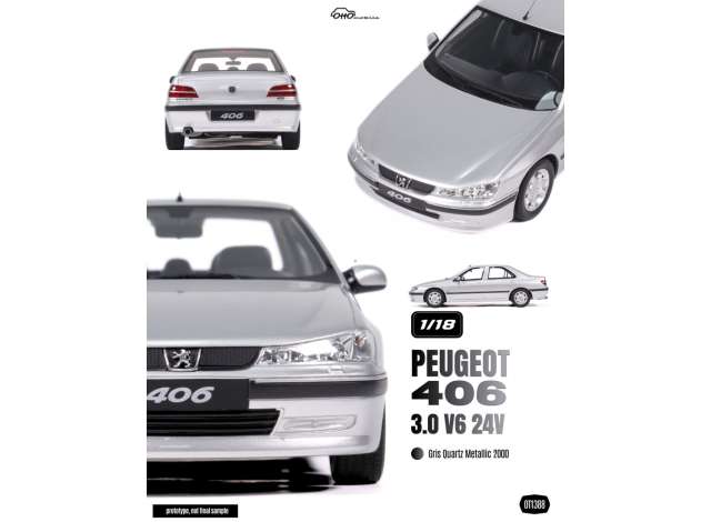 Pre-Order – 2000 Peugeot 406 3.0 V6 24V *Resin series* gris quartz metallic 1:18 OttOmobile Miniatures Model (OT1388) – ETA. March 2027
