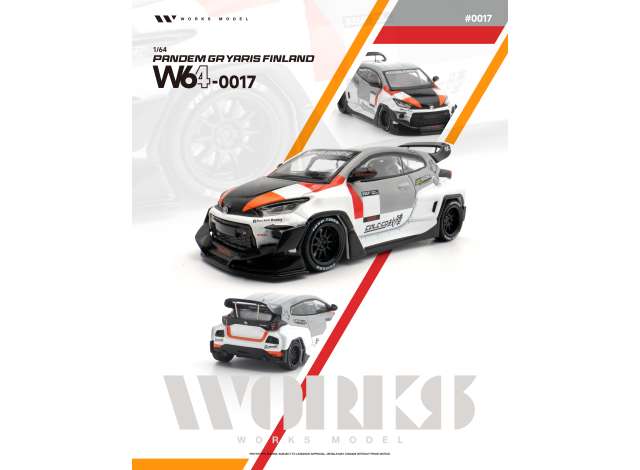 Pre-Order – Pandem GR Yaris Finland, white/red/grey 1:64 WORKS Model (W64-0017) – ETA. June 2027