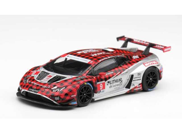 Pre-Order – 2025 Lamborghini Huracan GT3 EVO2 #9 Pfaff Motorsports Weathertech GTD Pro, red/silver 1:64 Mini GT Model (MGT01327-L) – ETA. February 2027