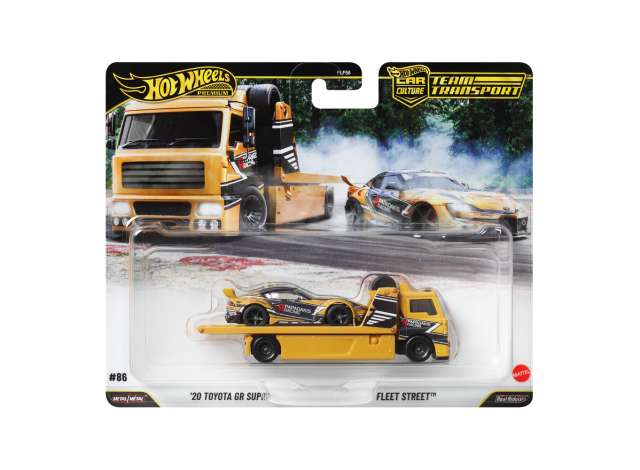 Pre-Order – 2020 Toyota GR Supra + Fleet Street *Team Transport series*, orange 1:64 Hotwheels Model (HWMVJHX87) – ETA. December 2026