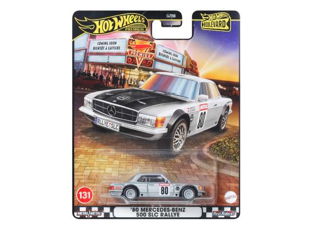Pre-Order – 1980 Mercedes Benz 500 SLC Rallye *Boulevard series*, silver 1:64 Hotwheels Model (HWMVHRT63) – ETA. December 2026