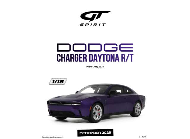 Pre-Order – 2024 Dodge Charger Daytona R/T *Resin serie*, plum crazy 1:18 GT Spirit Model (GT1018) – ETA. April 2027