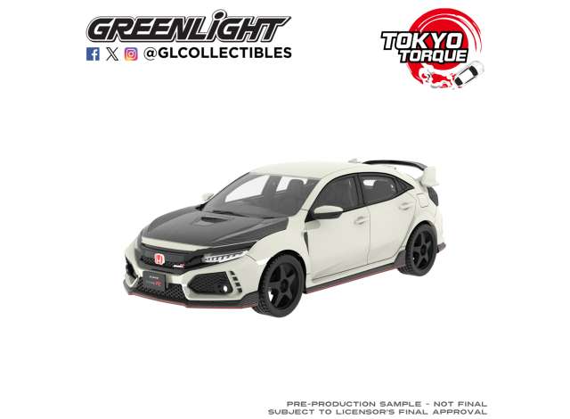 Pre-Order – 2018 Honda Civic Type-R (FK8) with Custom Wheels and Carbon Hood *Tokyo Torque Series 10*, championship white 1:64 GreenLight Model (GL235110-F) – ETA. January 2027