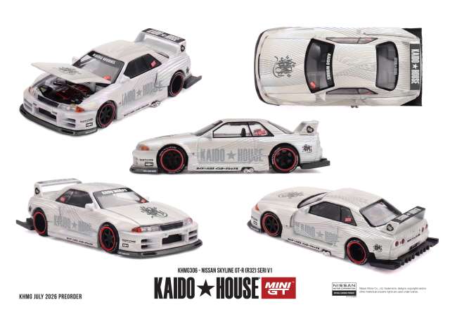 Pre-Order – 1989 Nissan Skyline GTR (R32) SERI V1, white 1:64 Mini GT Model (MGTKHMG306) – ETA. March 2027