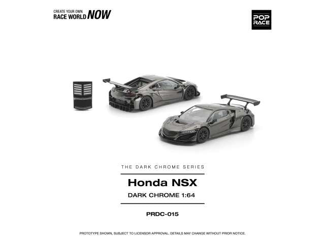 Pre-Order – Honda NSX GT3 EVO22, dark chrome 1:64 Pop Race Model (PRDC015) – ETA. June 2027