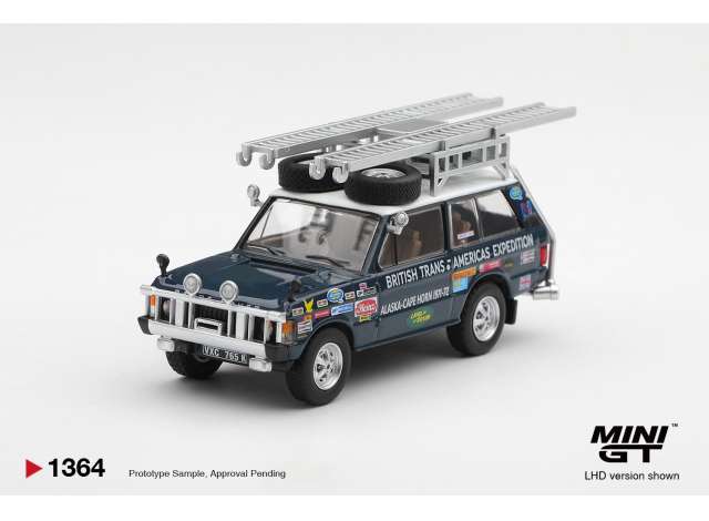 Pre-Order – 1971 Land Rover Range Rover British Trans-Americas Expedition, blue 1:64 Mini GT Model (MGT01364-BL) – ETA. April 2027
