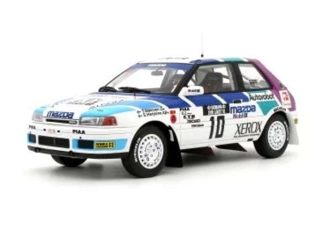 Pre-Order – 1991 Mazda 323 GTX Gr. A #10 Tommi Makinen 1000 Lakes Rally*Resin series*, white 1:18 OttOmobile Miniatures Model (OT1099) – ETA. January 2027