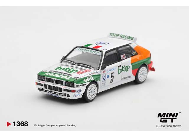 Pre-Order – 1993 Lancia Delta HF Integrale Avolution #5 Andrea Aghini RAlly Monte Carlo, white/green/orange 1:64 Mini GT Model (MGT01368-BL) – ETA. April 2027