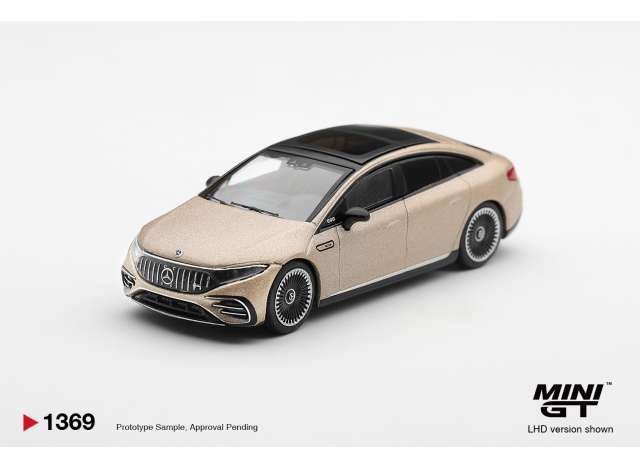 Pre-Order – 2025 Mercedes-Benz EQS 53 Signature Kalahari, gold magno 1:64 Mini GT Model (MGT01369-L) – ETA. April 2027