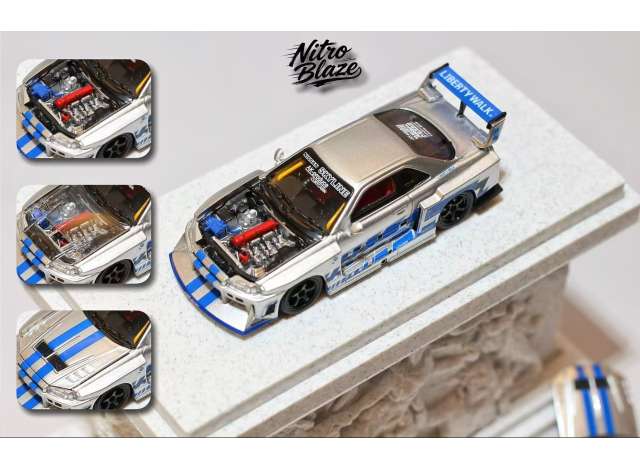 Pre-Order – ER34 Skyline, silver/blue 1:64 Street Weapon Model (STW307) – ETA. April 2027