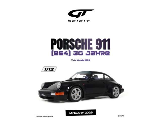 Pre-Order – 1993 Porsche 911 (964) 30 Jahre, viola metallic 1:12 GT Spirit Model (GT579) – ETA. April 2027