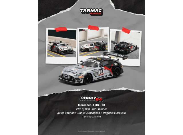 Pre-Order – 2022 Mercedes-Benz AMG GT GT3 #88 Jules Gounon 24h of SPA Winner, various 1:64 Tarmac Works Model (TC-T64-062-22SPA88) – ETA. May 2027