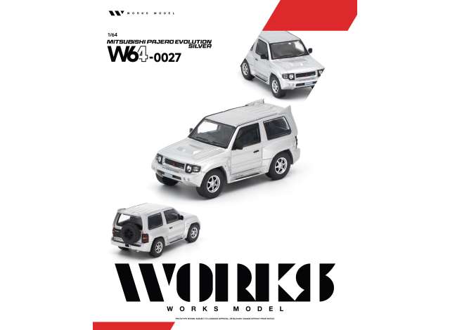 Pre-Order – Mitsubishi Pajero Evolution, silver 1:64 WORKS Model (W64-0027) – ETA. September 2027