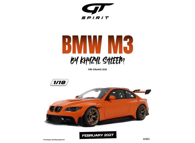 Pre-Order – 2025 BMW M3 By Khyzyl Saleem *Resin serie*, fire orange 1:18 GT Spirit Model (GT621) – ETA. May 2027