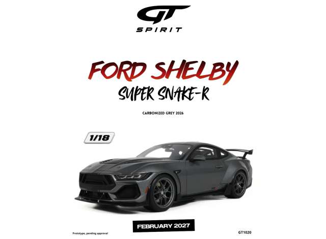 Pre-Order – 2026 Ford Shelby Super Snake-R *Resin serie*, carbonized grey 1:18 GT Spirit Model (GT1020) – ETA. May 2027