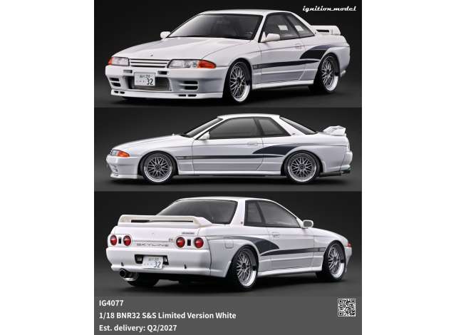 Pre-Order – BNR32 S&S Limited Version, white 1:18 Ignition Model (IG4077) – ETA. September 2027