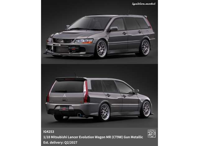 Pre-Order – Mitsubishi Lancer Evolution Wagon MR (CT9W), gun metallic 1:18 Ignition Model (IG4253) – ETA. September 2027
