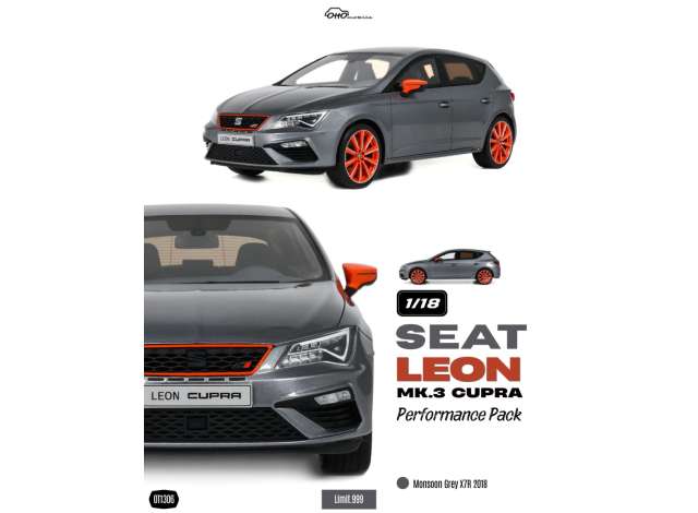 2018 Seat Leon MK3 Cupra Performance Pack *Resin series*, monsoon grey X7R 1:18 OttOmobile Miniatures Model (OT1306) – ETA. May/June 2027