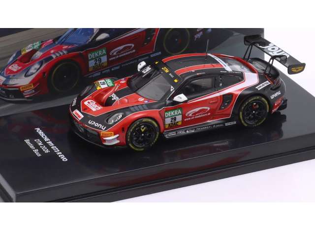 2026 Porsche 911 GT3 R #29 DTM Bastian Buus Land Motorsport, red/black 1:64 IXO Models Model (IXOLEGT64-26DTM29) – ETA. January/February