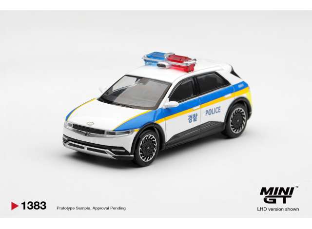 Hyundai Ioniq 5 Police Car, white/blue 1:64 Mini GT Model (MGT01383-L) – ETA. May/June 2027