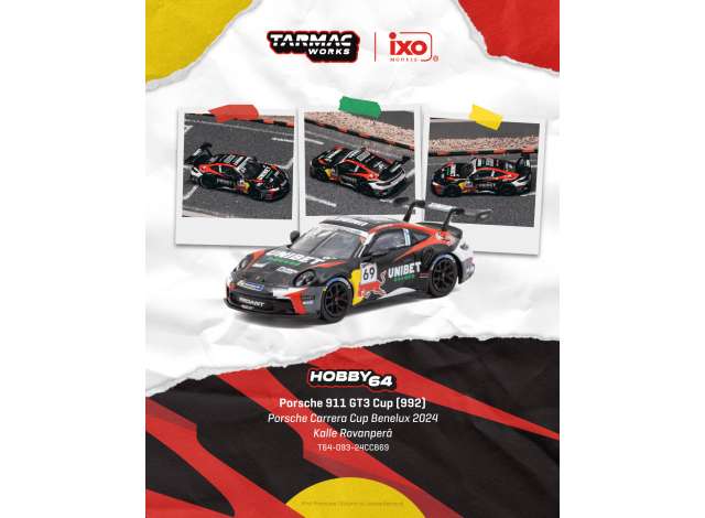 2024 Porsche 911 GT3 Cup (992) #69 Kalle Rovanpera Porsche Carrera CUP Benelux, various 1:64 Tarmac Works Model (TC-T64-093-24CCB69) – ETA.