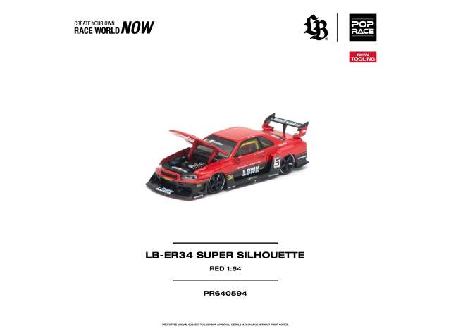 LB-ER34 Super Silhouette, red/black 1:64 Pop Race Model (PR640594) – ETA. June/July 2027