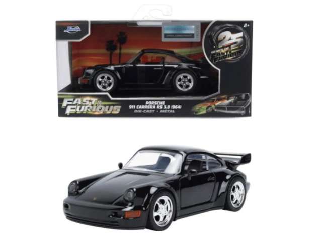 Porsche Carrera RS (964) *Fast and Furious*, black 1:32 Jada Model (JADA36758) – ETA. April/May 2027