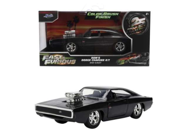 1970 Dodge Charger (Mass Only) *Fast and Furious* Color Brush Metal, black 1:32 Jada Model (JADA36807) – ETA. April/May 2027