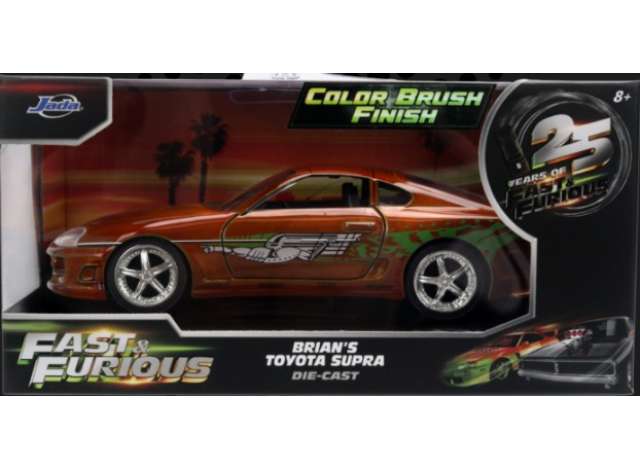 1995 Toyota Supra *Fast and Furious* Color Brush Metal, metallic orange 1:32 Jada Model (JADA36808) – ETA. April/May 2027