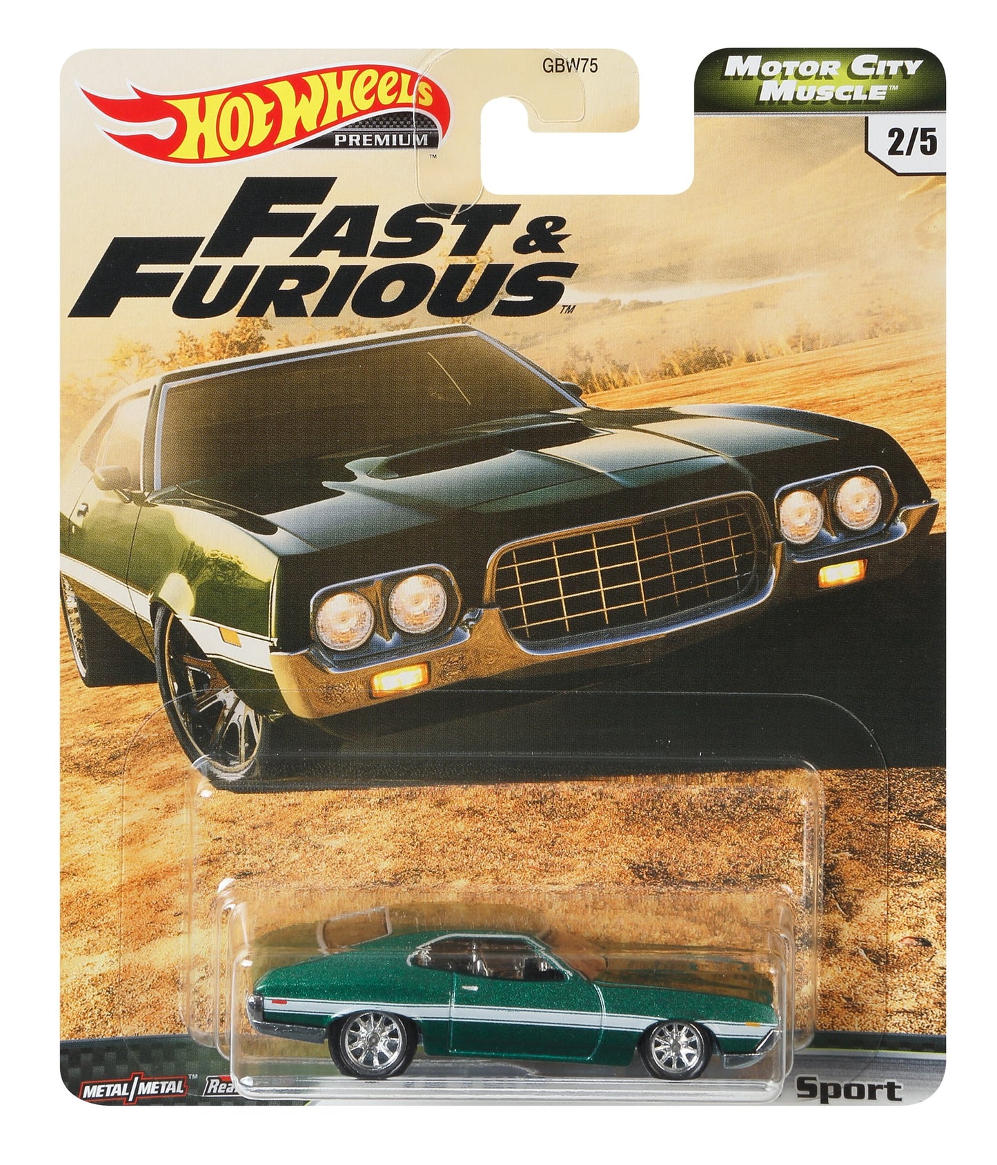 1:64 HOTWHEELS Motor City Muscle Fast & Furious 2/5 '72 Ford Gran Torino Sport GJR70