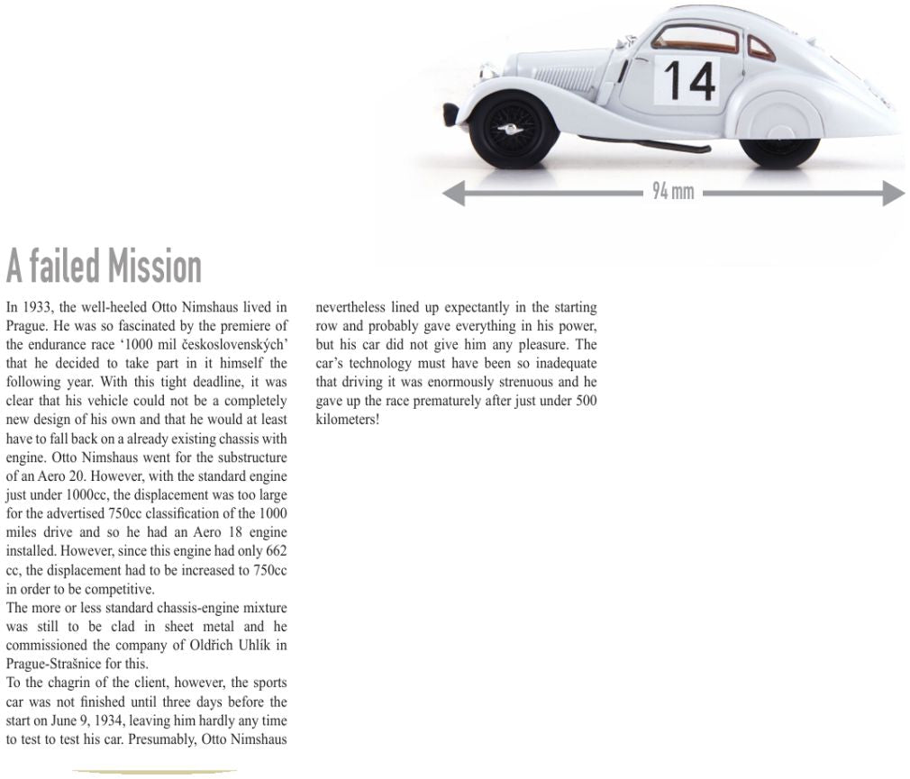 Available to Order – Aero 750 Sport Coupe 1000 Mile #14 Grey 1934 1:43 Autocult Model (ATC 02033)