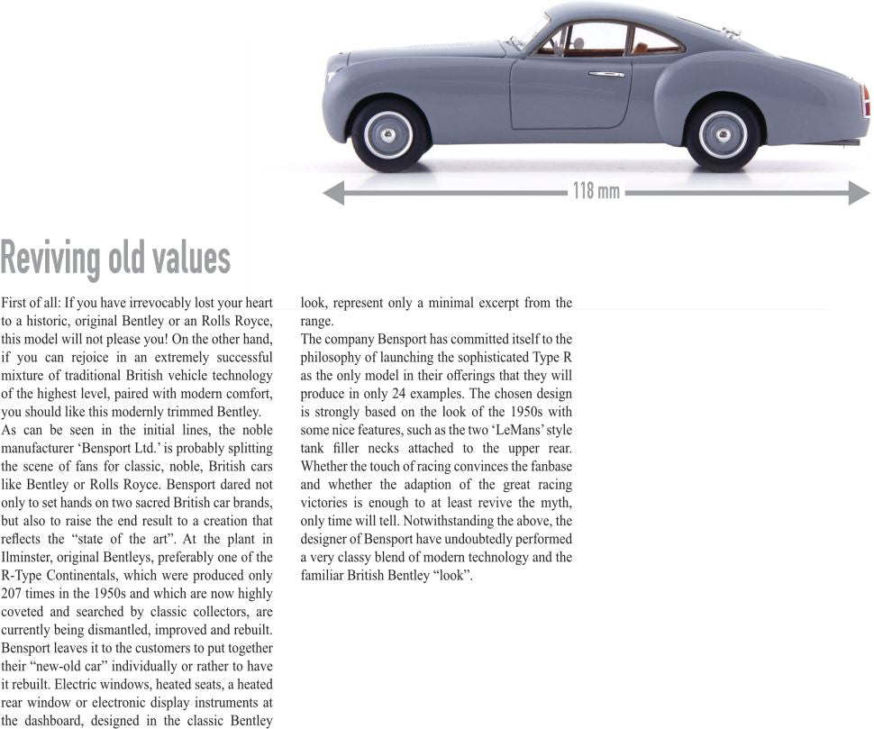 Available To Order – Bentley Type R La Sarthe Grey 1:43 (ATC 05038)