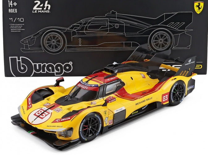 Available To Order – Ferrari 499P 3.0L Turbo #83 Winner 24h Le Mans 2025 Kubica/Hanson/Ye w/Case 1:18 (BUR 16316-83-VET)