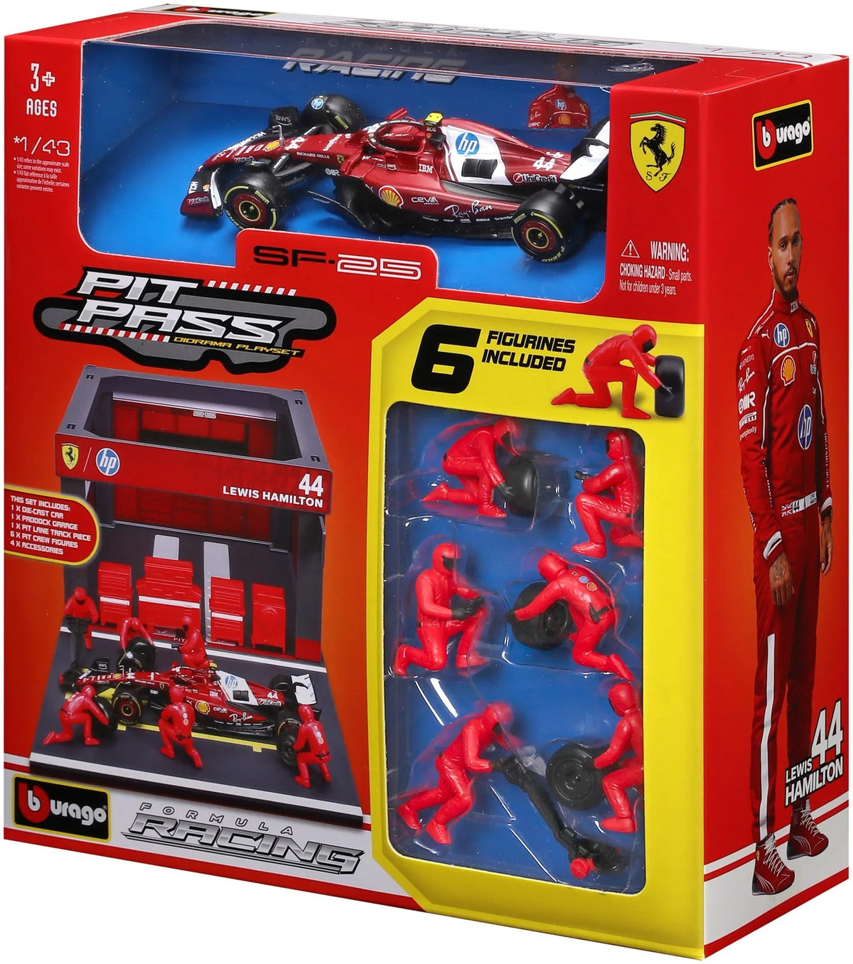 Available To Order – Ferrari SF-25 2025 Pit Pass Diorama Hamilton 1:43 Bburago Model (BUR 36865H)