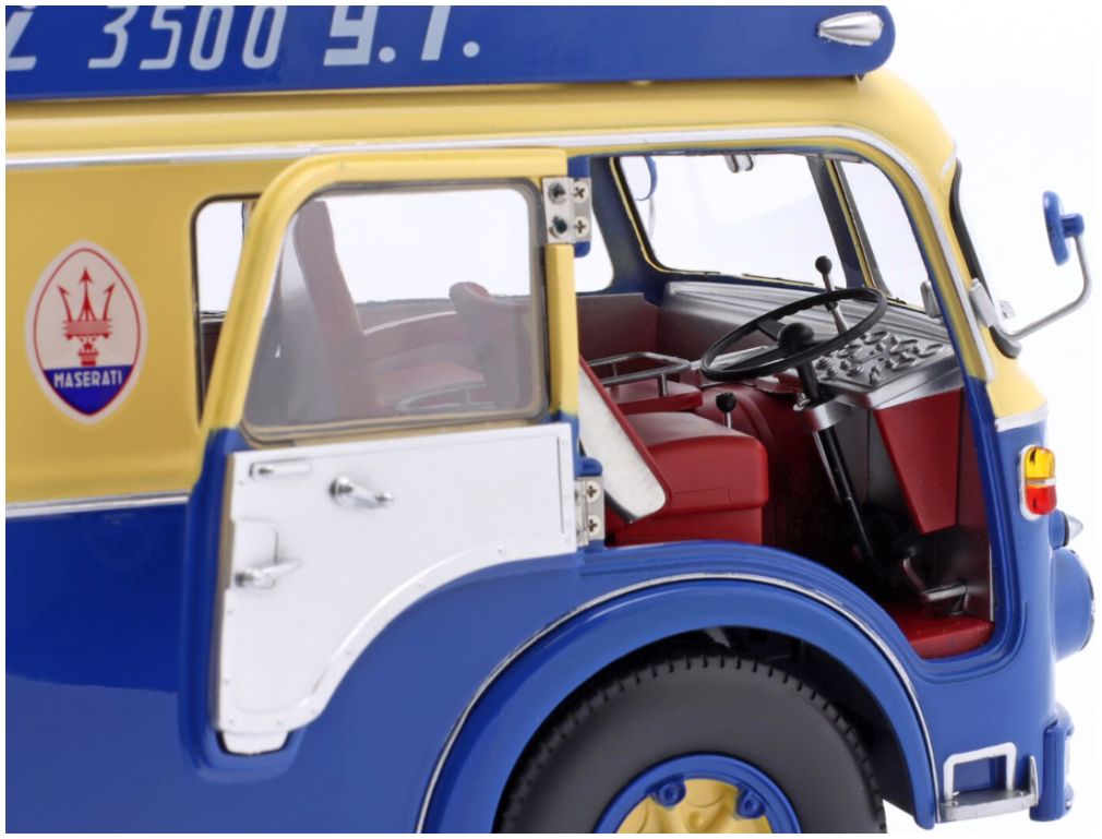 Available To Order – Fiat 642 RN2 Bartoletti Maserati Race Car Transporter 1957 Blue/Yellow 1:18 (CMR 141)